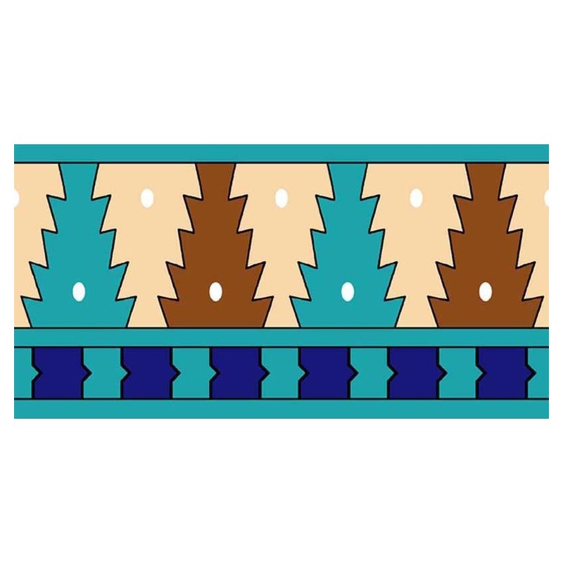 150x300mm Teal Ochre Stepped Border Tiles TQ39-CN15L20