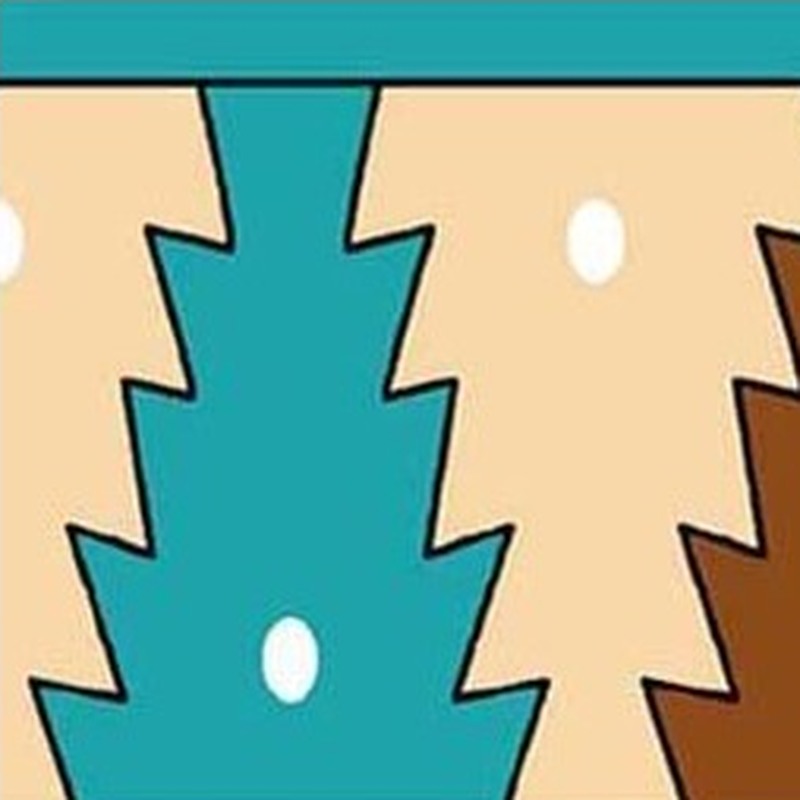 150x300mm Teal Ochre Stepped Border Tiles TQ39-CN15L20