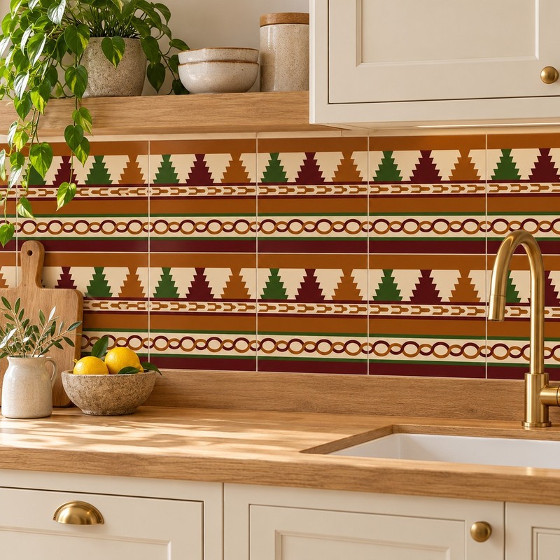 150x300mm Brown Cream Stepped Border Tiles TQ39-CN15L22