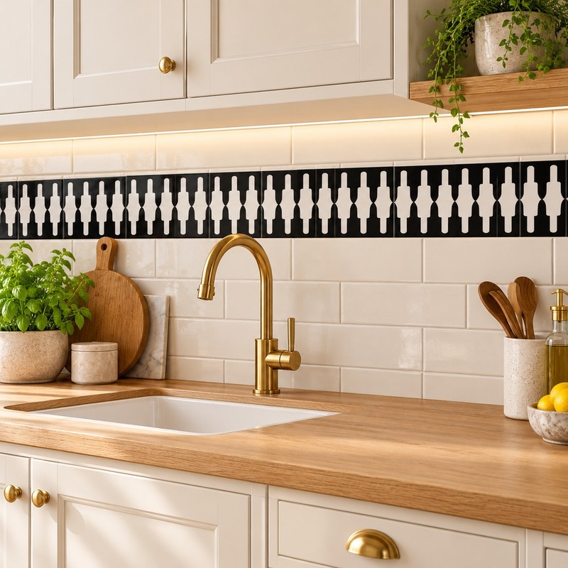 150x300mm Black White Baluster Border Tiles TQ39-CN15L23