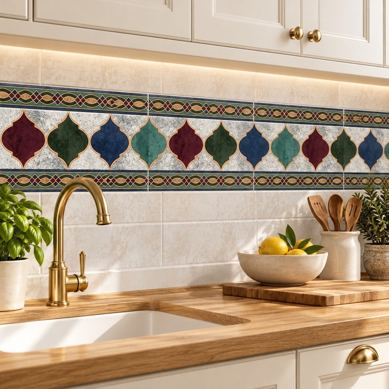 150x300mm Multicolour Lantern Border Tiles TQ39-CN15L24