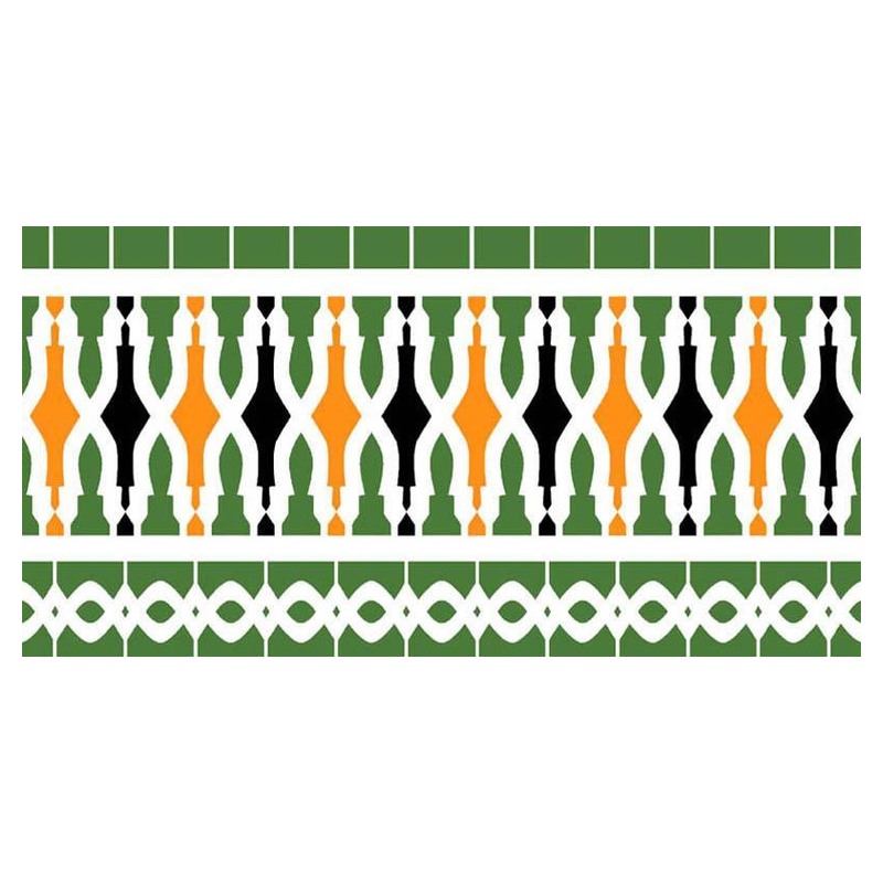 150x300mm Green Orange Geometric Border Tiles TQ39-CN15L26