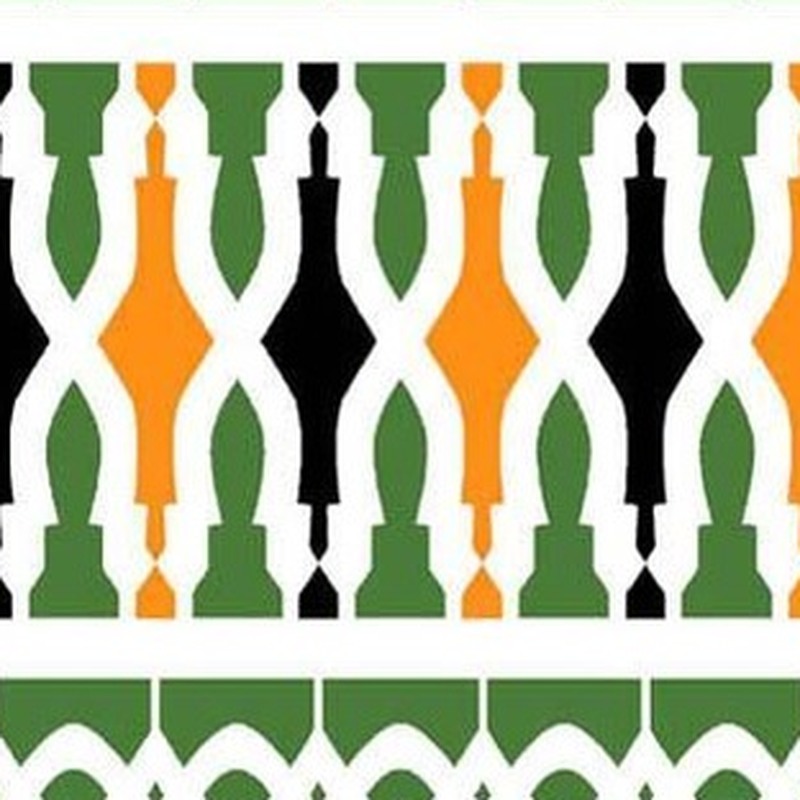150x300mm Green Orange Geometric Border Tiles TQ39-CN15L26