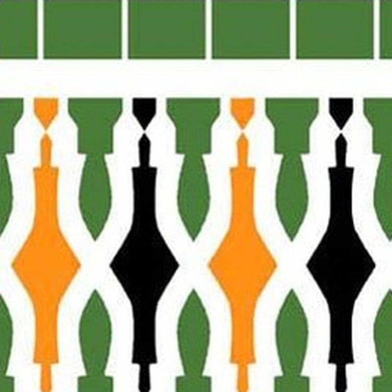 150x300mm Green Orange Geometric Border Tiles TQ39-CN15L26