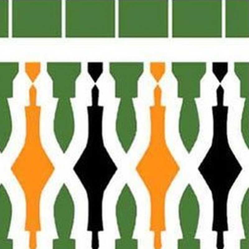 150x300mm Green Orange Geometric Border Tiles TQ39-CN15L26