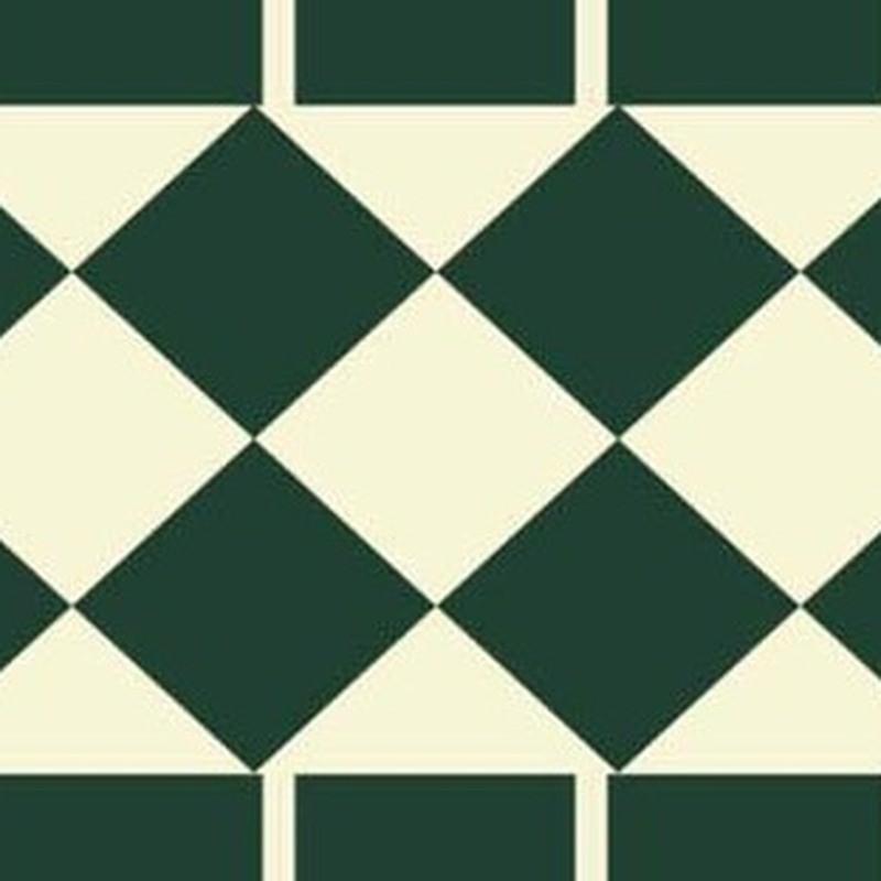 150x300mm Green Cream Diamond Border Tiles TQ39-CN15L27