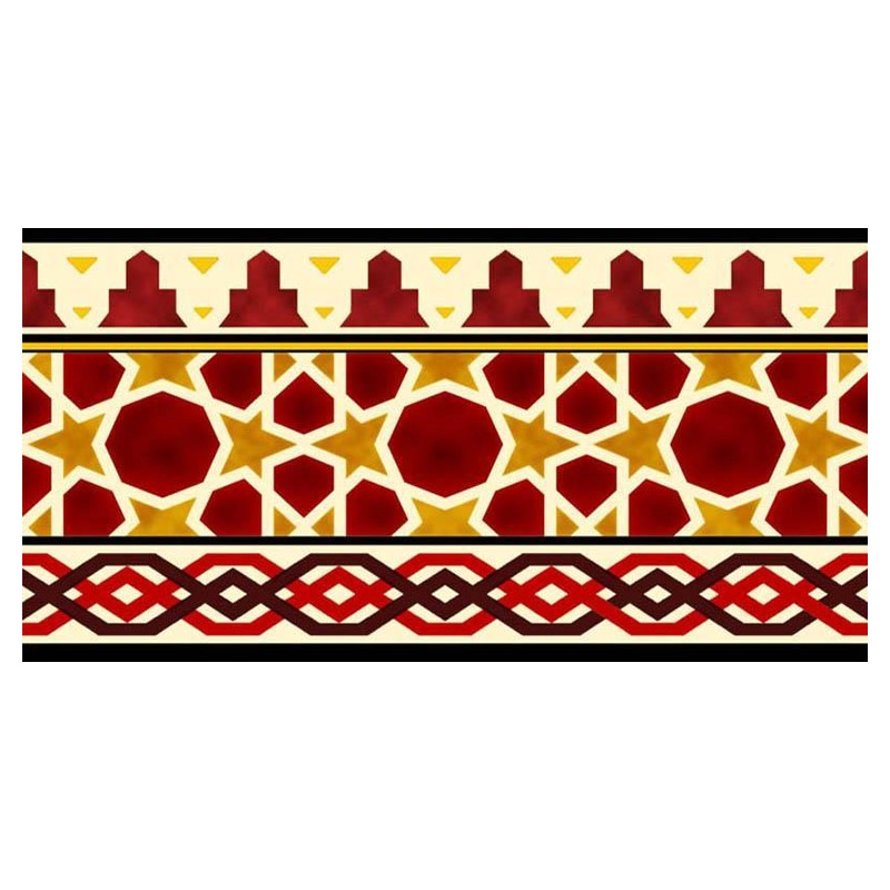 150x300mm Red Yellow Geometric Border Tiles TQ39-CN15L28