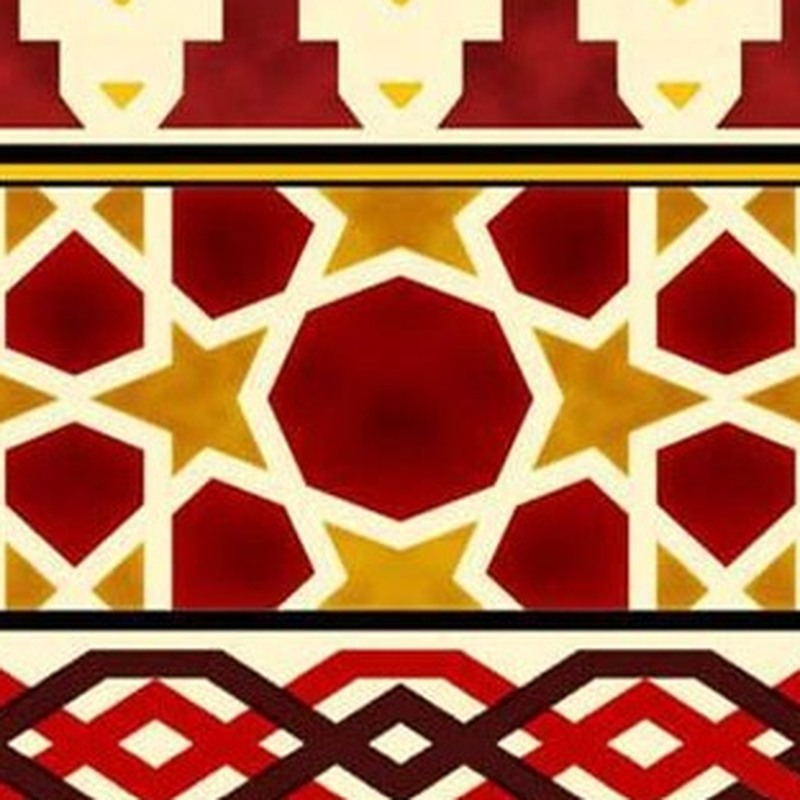 150x300mm Red Yellow Geometric Border Tiles TQ39-CN15L28