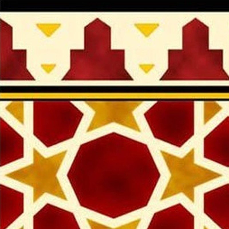 150x300mm Red Yellow Geometric Border Tiles TQ39-CN15L28
