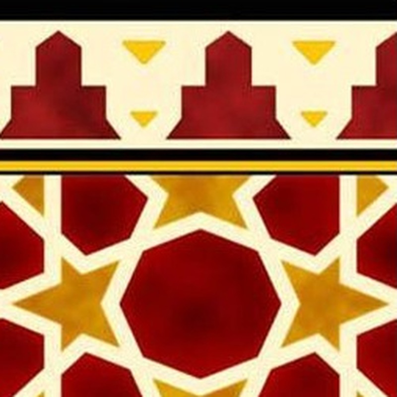 150x300mm Red Yellow Geometric Border Tiles TQ39-CN15L28