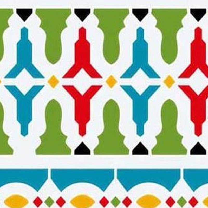 150x300mm Green Blue Ornamental Border Tiles TQ39-CN15L30