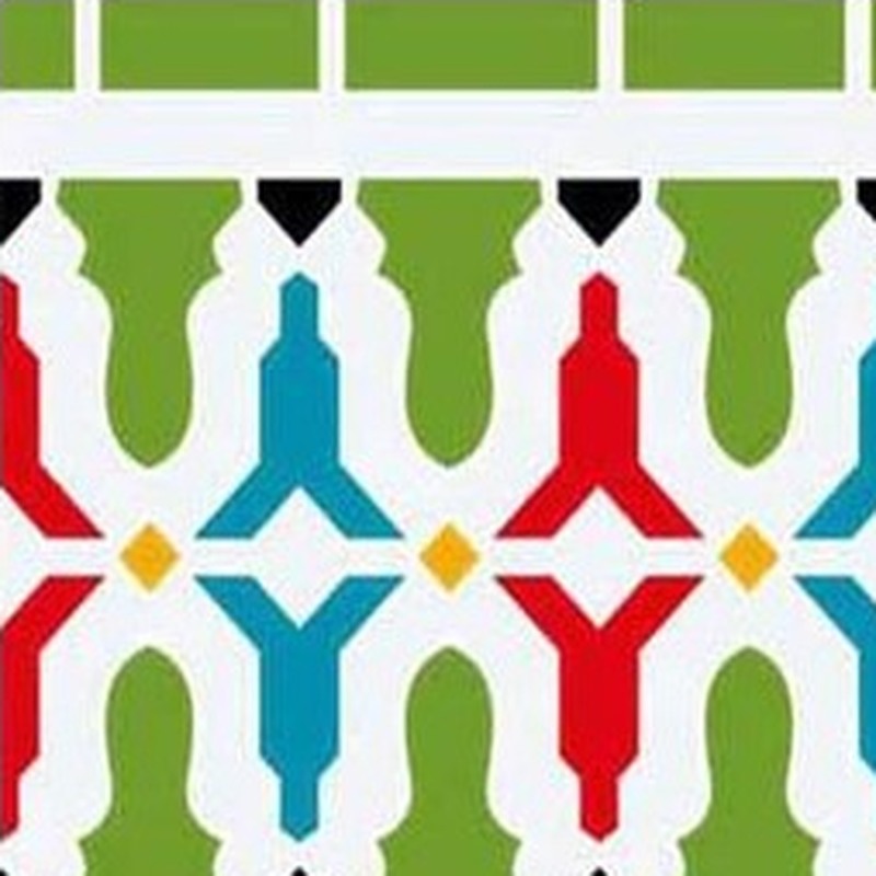 150x300mm Green Blue Ornamental Border Tiles TQ39-CN15L30