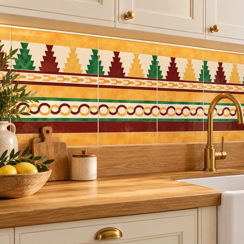 150x300mm Ochre Red Stepped Border Tiles TQ39-CN15L31