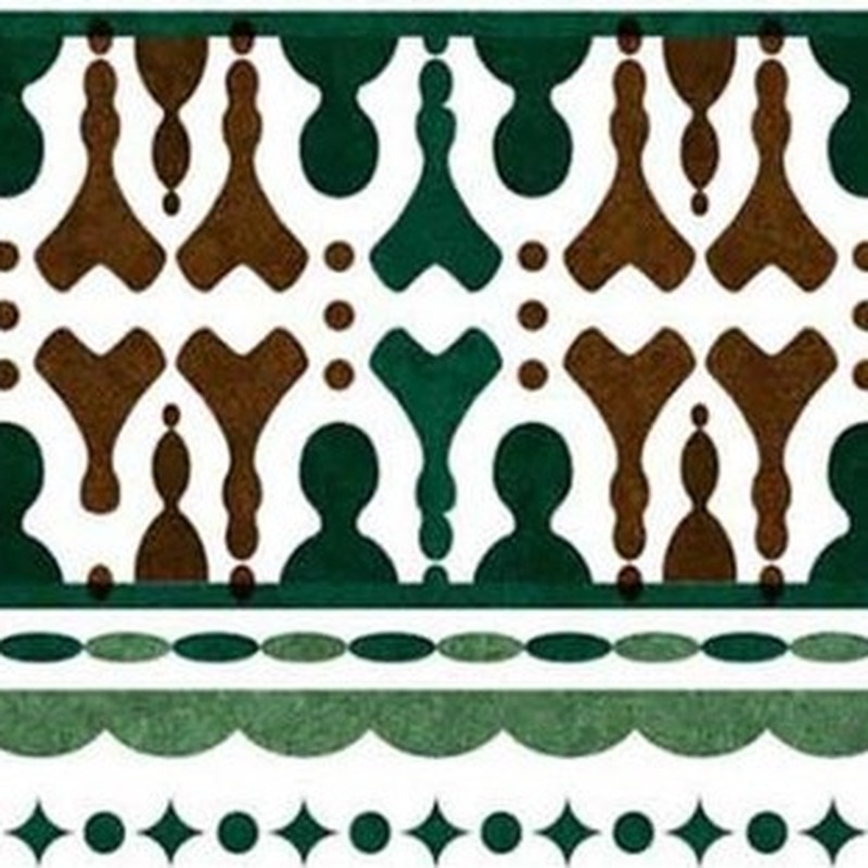 150x300mm Green Cream Ornamental Border Tiles TQ39-CN15L34