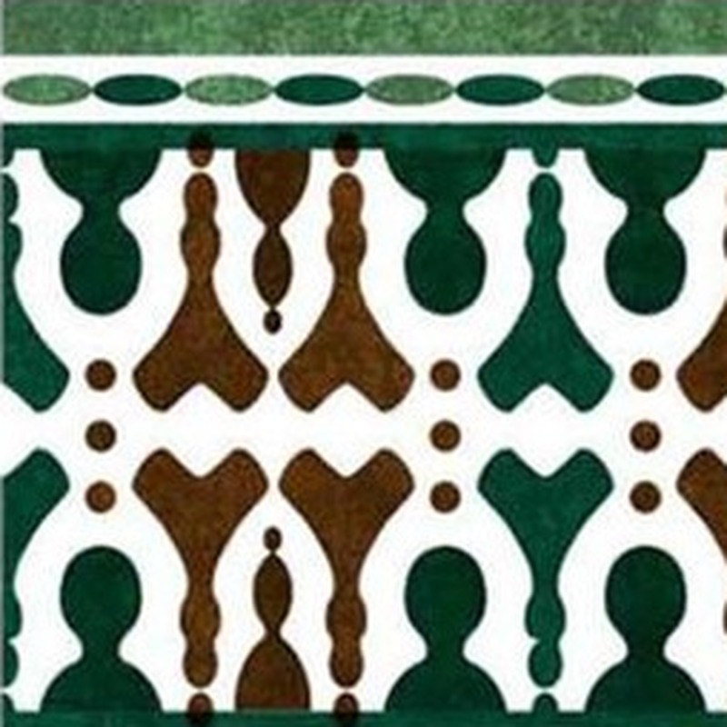 150x300mm Green Cream Ornamental Border Tiles TQ39-CN15L34