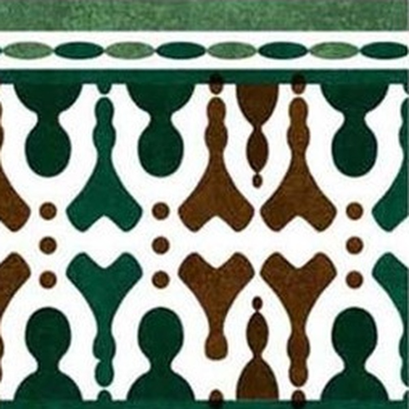 150x300mm Green Cream Ornamental Border Tiles TQ39-CN15L34