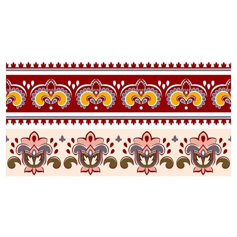 150x300mm Red Ochre Floral Border Tiles TQ39-CN15L41