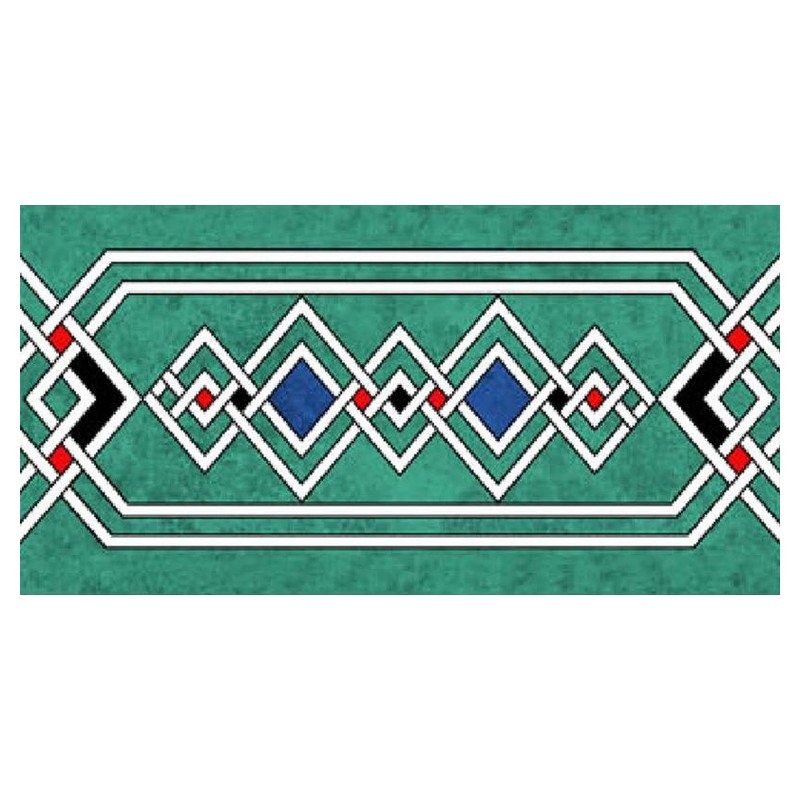 150x300mm Teal White Geometric Border Tiles TQ39-CN15L44