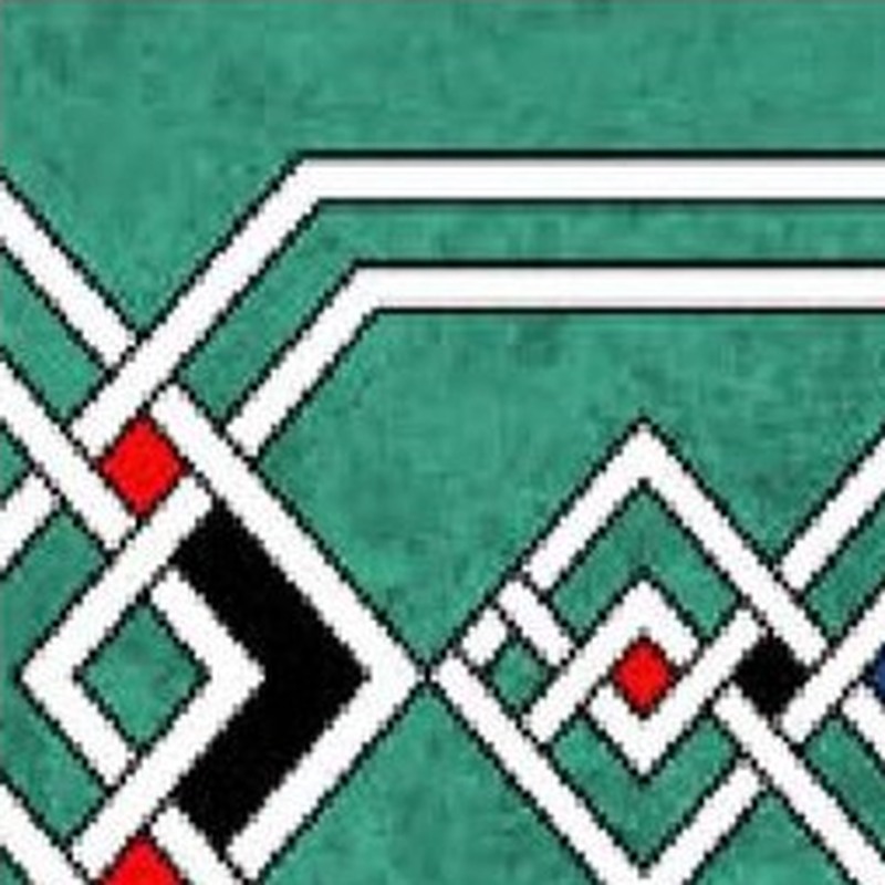 150x300mm Teal White Geometric Border Tiles TQ39-CN15L44