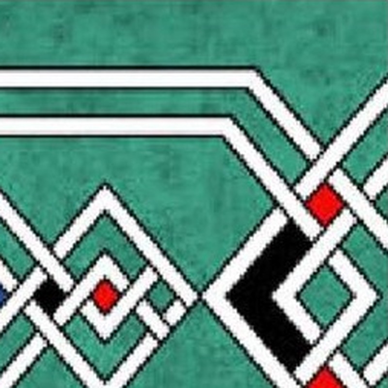 150x300mm Teal White Geometric Border Tiles TQ39-CN15L44