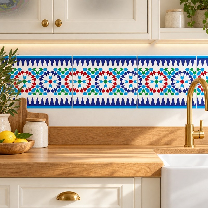 150x300mm Multicolour Floral Border Tiles TQ39-CN15L45
