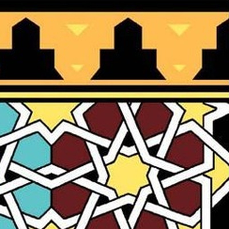 150x300mm Blue Orange Geometric Border Tiles TQ39-CN15L49