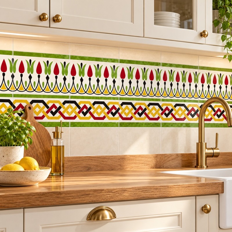 150x300mm Green Red Baluster Border Tiles TQ39-CN15L50