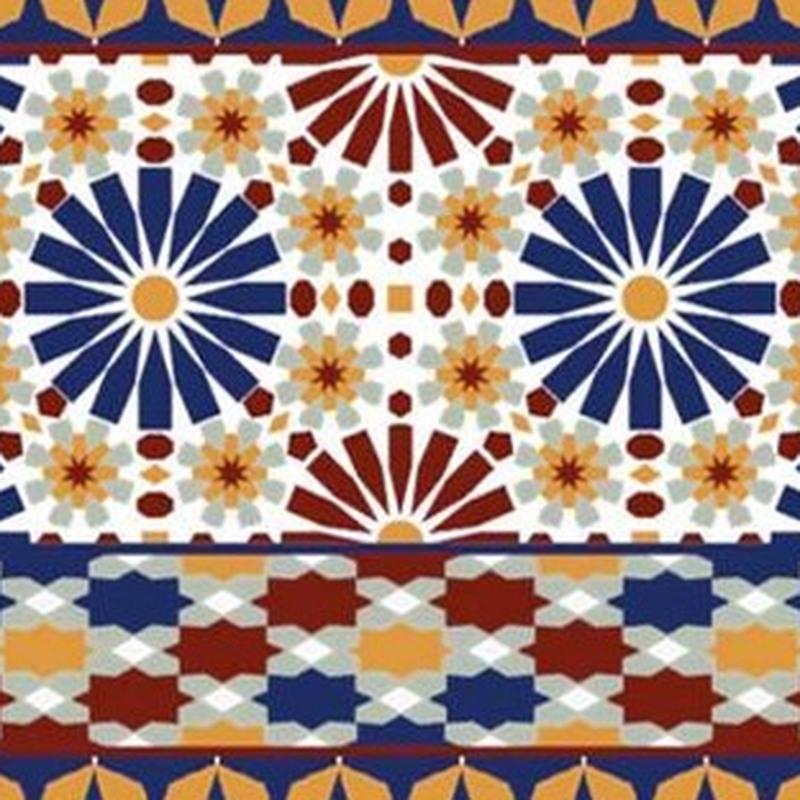 150x300mm Multicolour Floral Medallion Border Tiles TQ39-CN15L54
