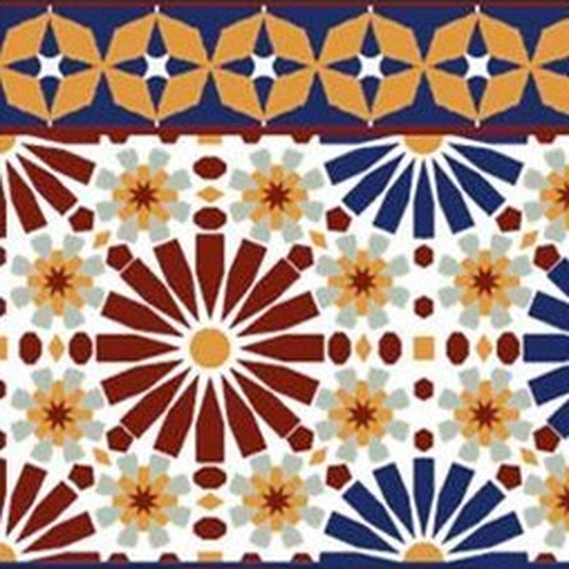 150x300mm Multicolour Floral Medallion Border Tiles TQ39-CN15L54