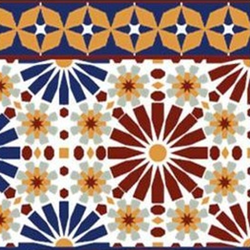 150x300mm Multicolour Floral Medallion Border Tiles TQ39-CN15L54