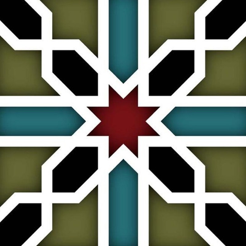 300x300mm Green White Star Geometry Tiles TQ39-CN33D43