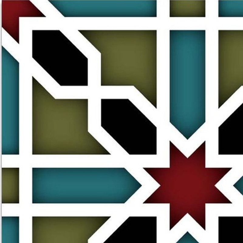 300x300mm Green White Star Geometry Tiles TQ39-CN33D43