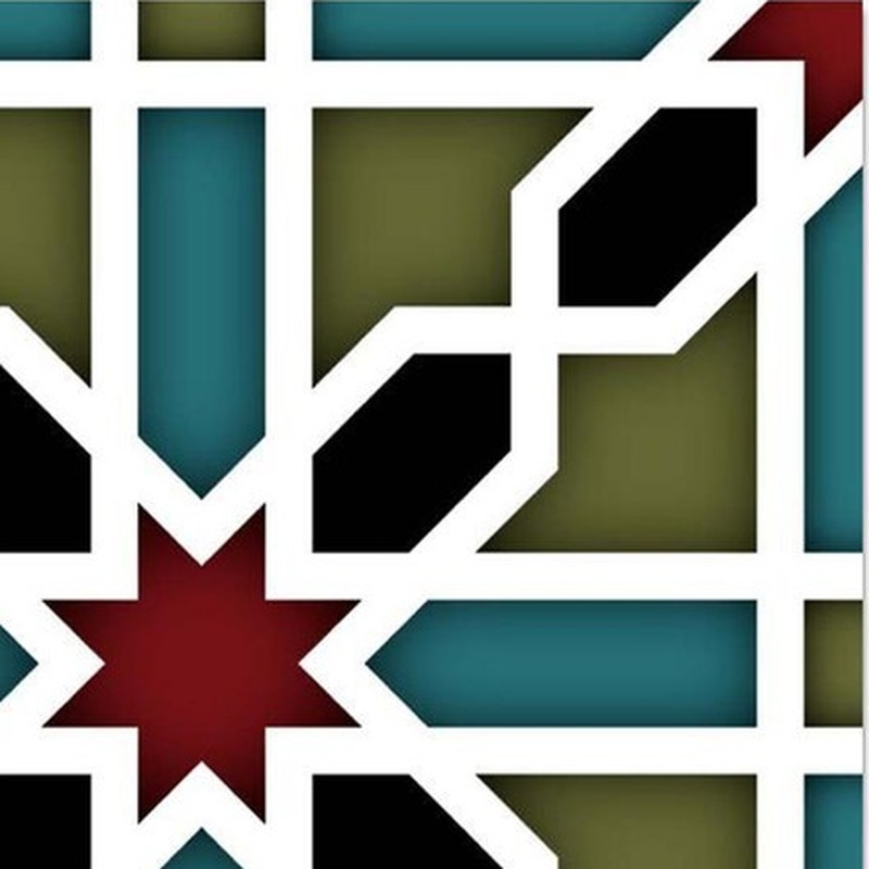 300x300mm Green White Star Geometry Tiles TQ39-CN33D43