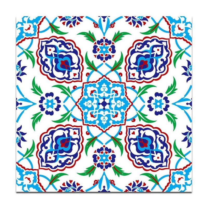 300x300mm Blue Green Floral Repeat Tiles TQ39-CN33D46