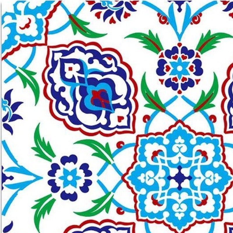 300x300mm Blue Green Floral Repeat Tiles TQ39-CN33D46