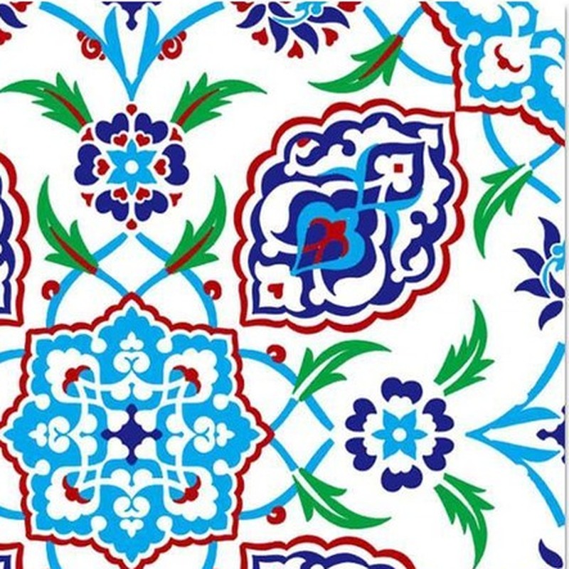 300x300mm Blue Green Floral Repeat Tiles TQ39-CN33D46