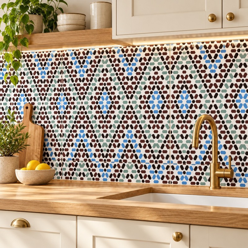 300x300mm Multicolour Mosaic Triangle Tiles TQ39-CN33D47