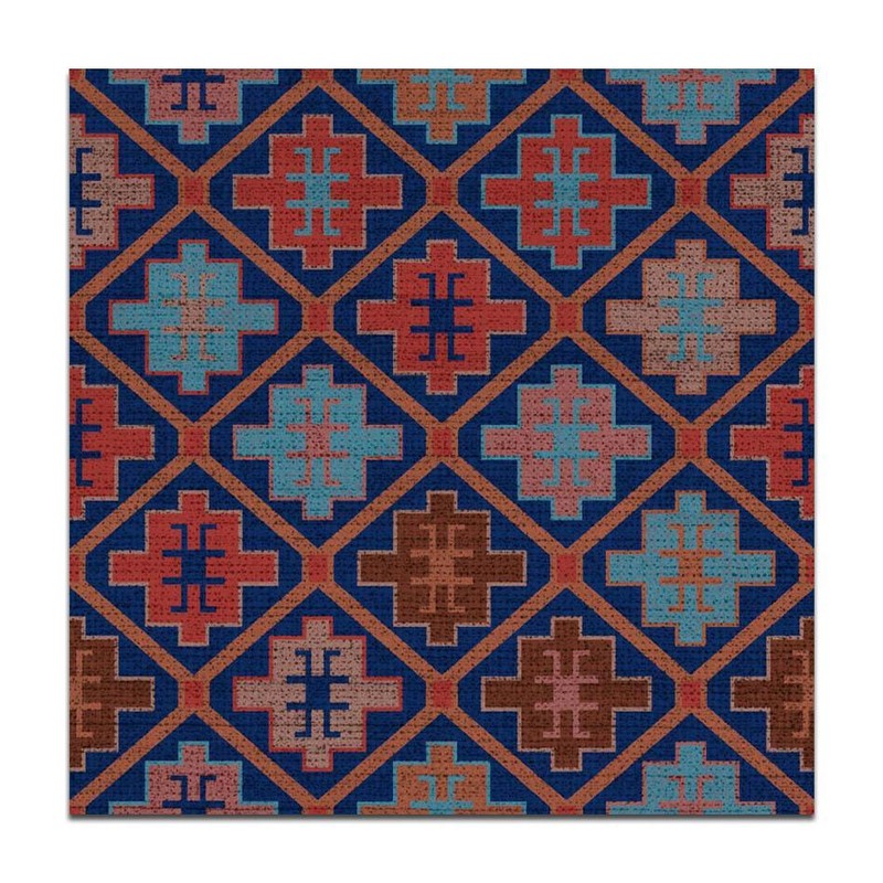 300x300mm Blue Red Geometric Repeat Tiles TQ39-CN33D51