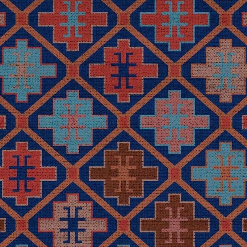 300x300mm Blue Red Geometric Repeat Tiles TQ39-CN33D51