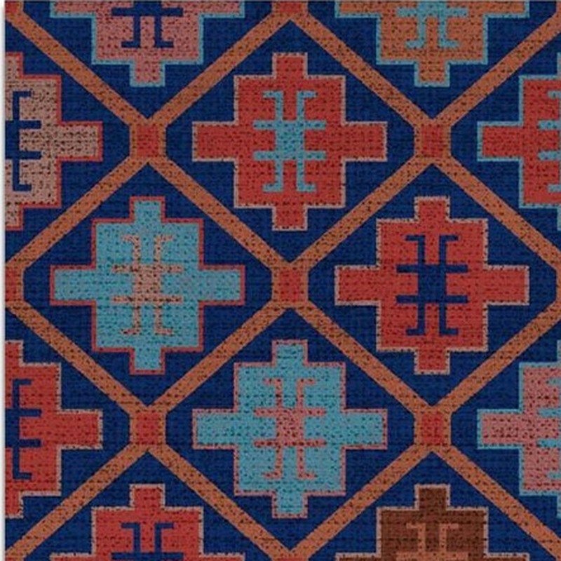 300x300mm Blue Red Geometric Repeat Tiles TQ39-CN33D51