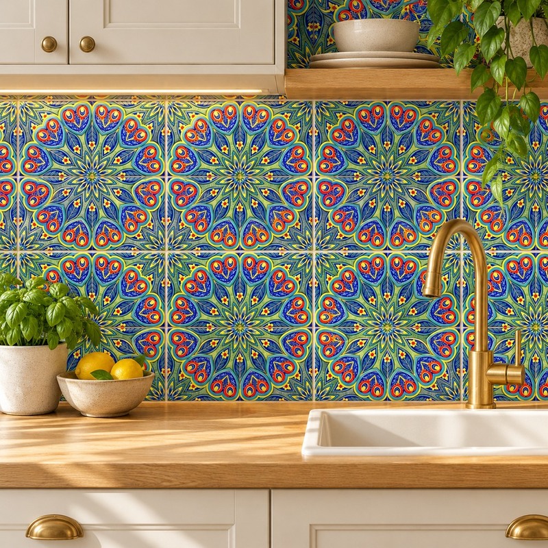 300x300mm Multicolour Ornamental Rosette Tiles TQ39-CN33G01