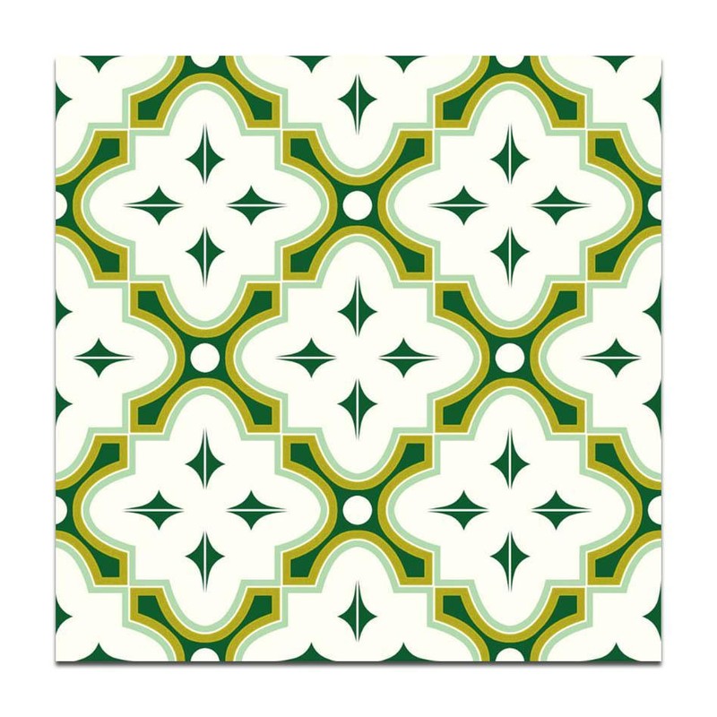 300x300mm Green White Geometric Cross Tiles TQ39-CN33G02