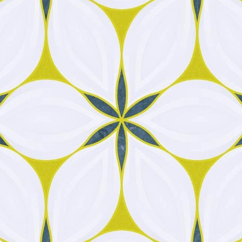 300x300mm White Yellow Petal Geometry Tiles TQ39-CN33G03