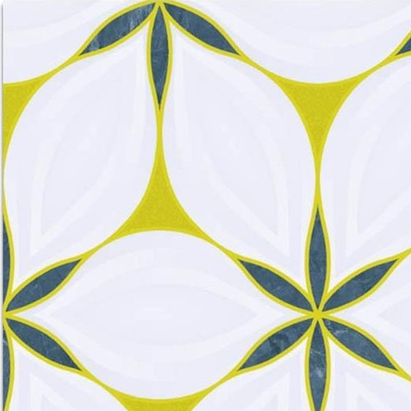 300x300mm White Yellow Petal Geometry Tiles TQ39-CN33G03