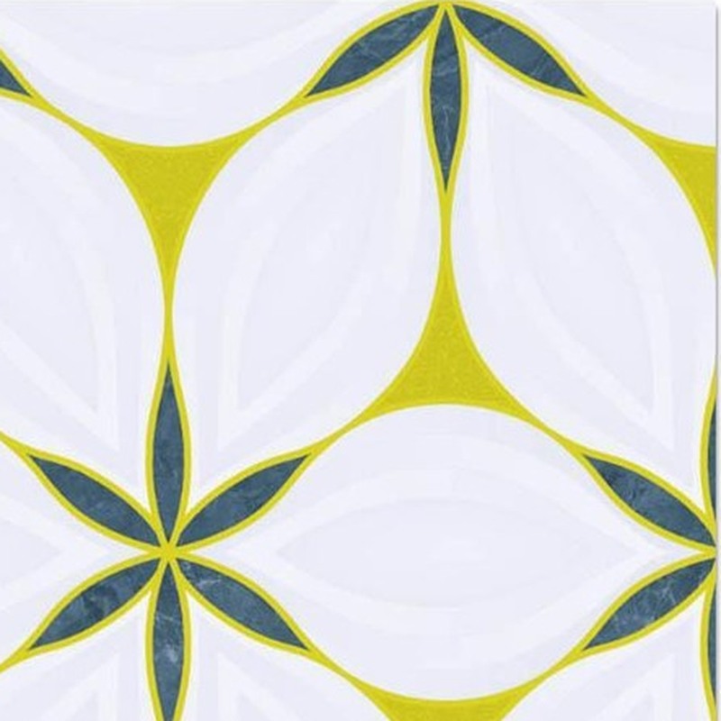 300x300mm White Yellow Petal Geometry Tiles TQ39-CN33G03