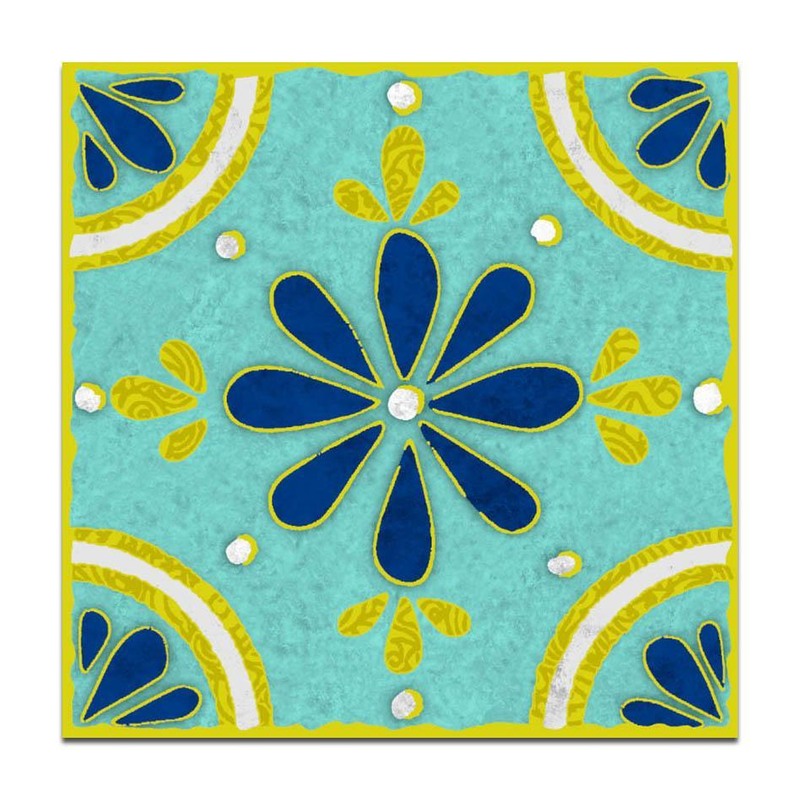 300x300mm Aqua Yellow Floral Tiles TQ39-CN33G04
