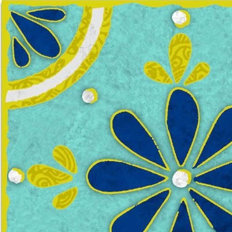 300x300mm Aqua Yellow Floral Tiles TQ39-CN33G04
