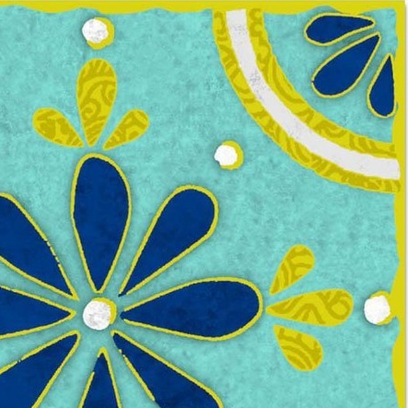 300x300mm Aqua Yellow Floral Tiles TQ39-CN33G04