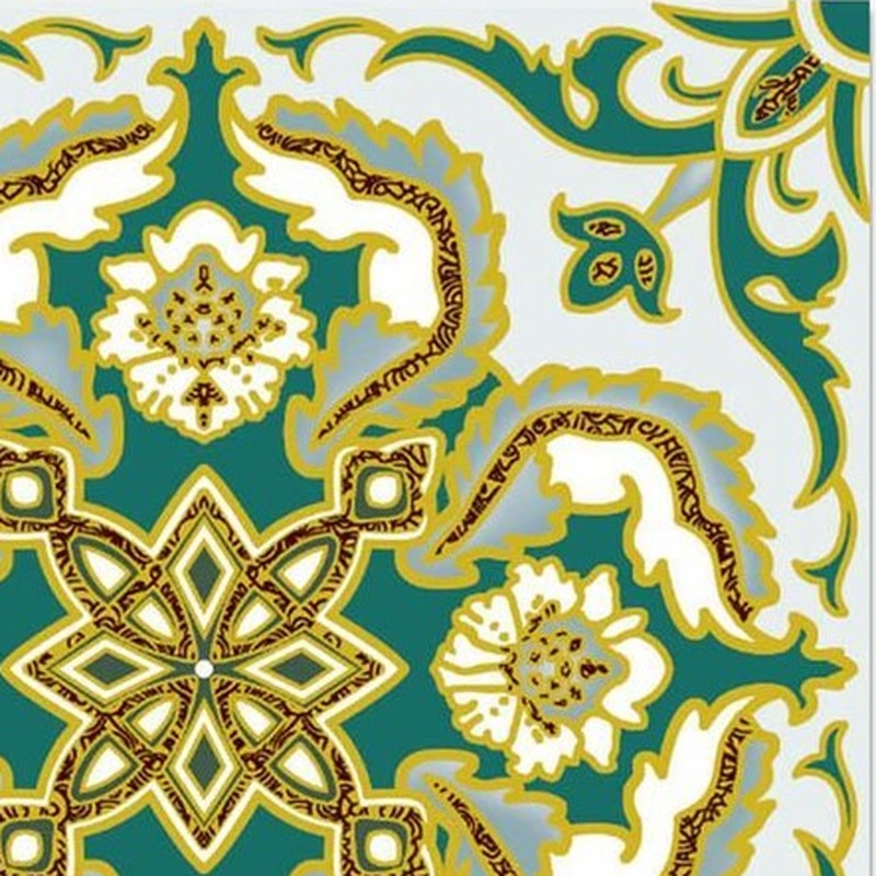 300x300mm Green Cream Ornamental Repeat Tiles TQ39-CN33G05