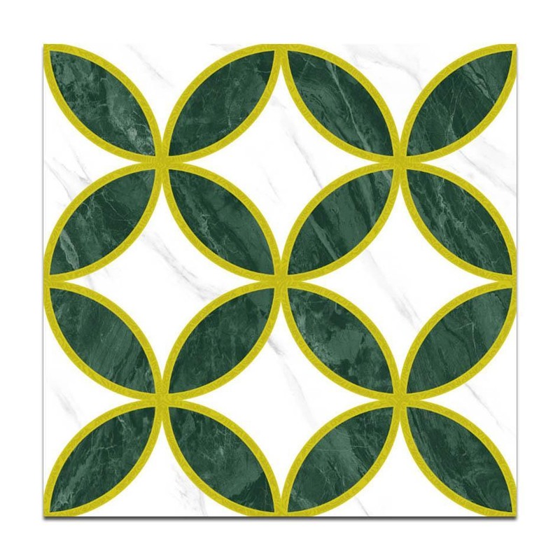 300x300mm Green Gold Tone Petal Geometry Tiles TQ39-CN33G07